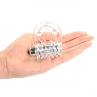  Cock Ring Vibrating Clit Flicker 7-Function, CLEAR cockring